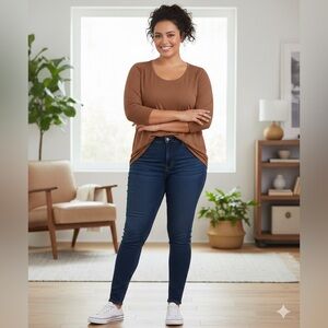 Isaac Mizrahi® Size 3X New Essentials Scoop Neck 3/4 Sleeve Top Womens Cotton